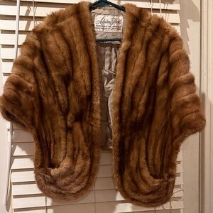 Elegant Brown Mink Fur Cape by